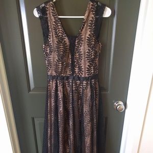 Embroidered Black and Tan Dress